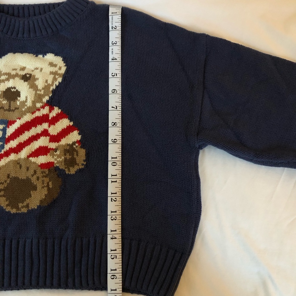 Navy Sweater with Bear and Flag Design - Picture 8 of 11